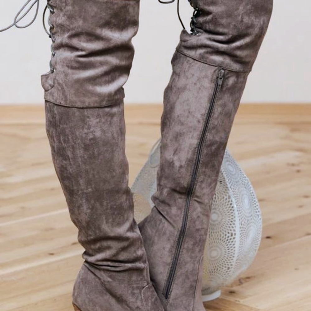 Chase + Chloe Gray Over-the-Knee Boots
